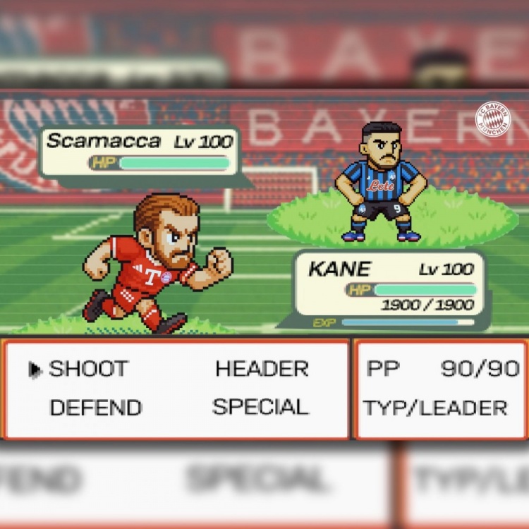 创意满分！拜仁发布战亚特兰大像素风海报，凯恩、斯卡马卡主角