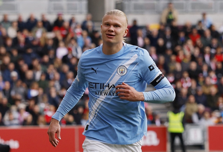 哈兰德在欧冠中已打进34球，距队史射手王阿圭罗仅差两球